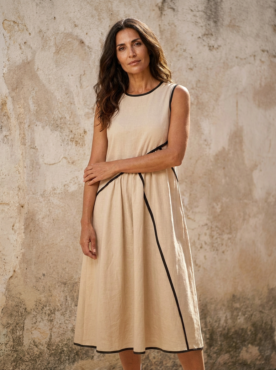 The Maison Lavista Linen Trim Midi Dress