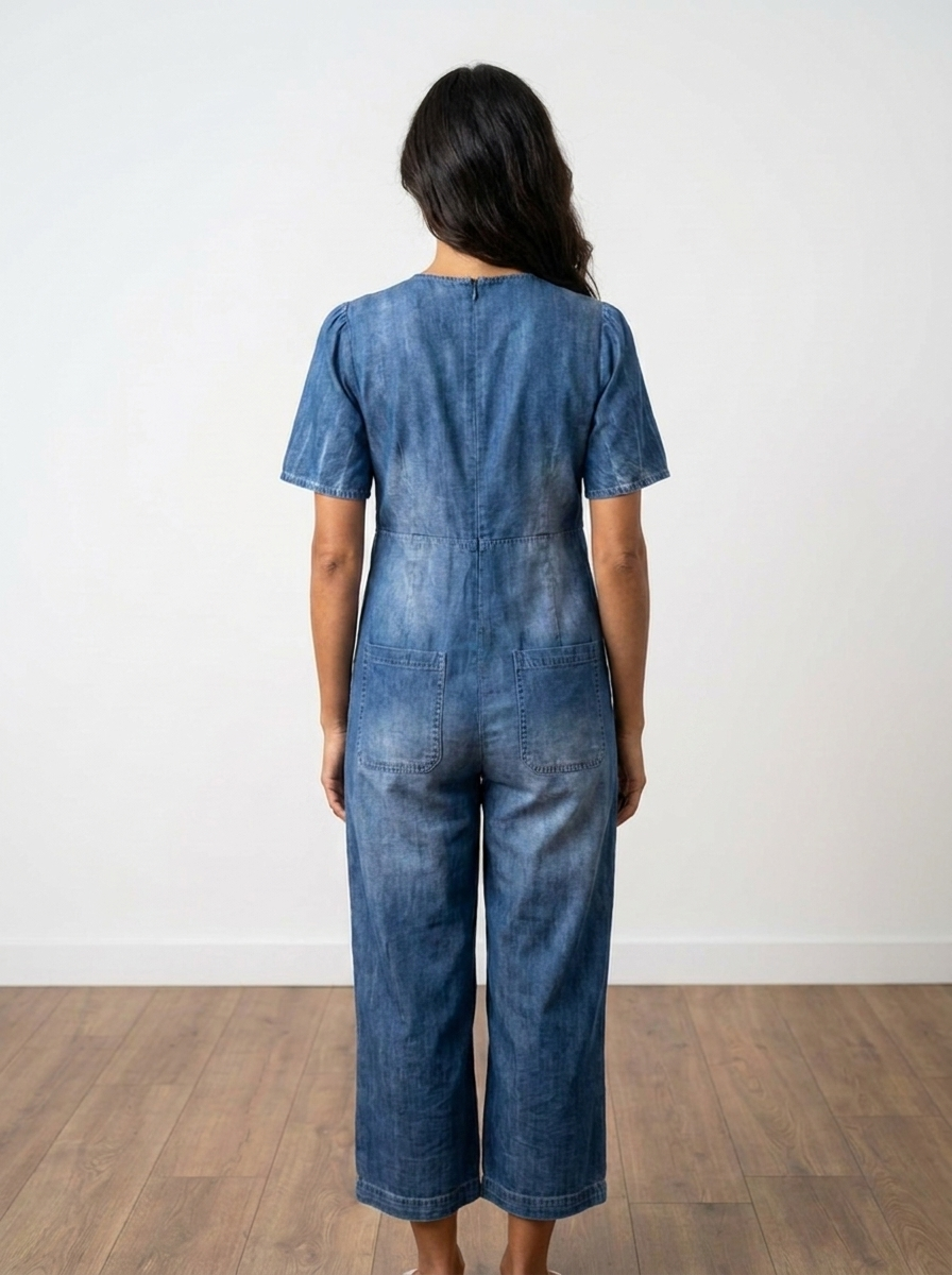 The Masion Lavista Denim Tie-Front Wide-Leg Jumpsuit