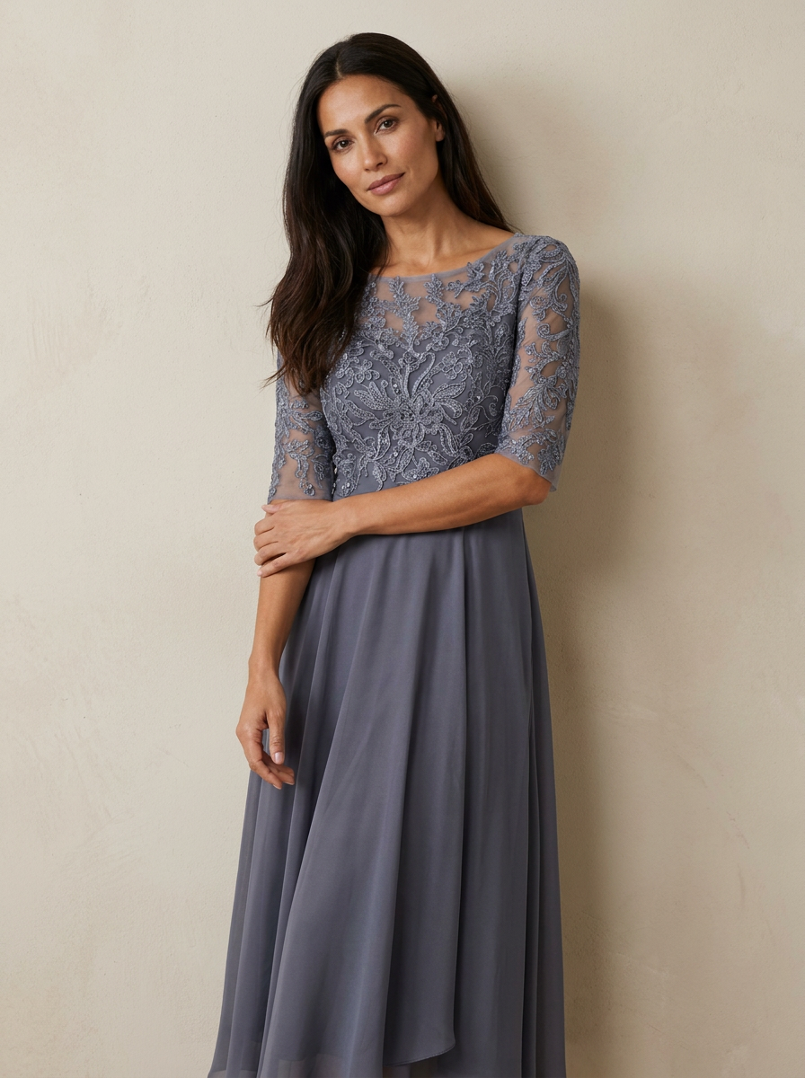 The Maison Lavista Lace Bodice Chiffon Gown