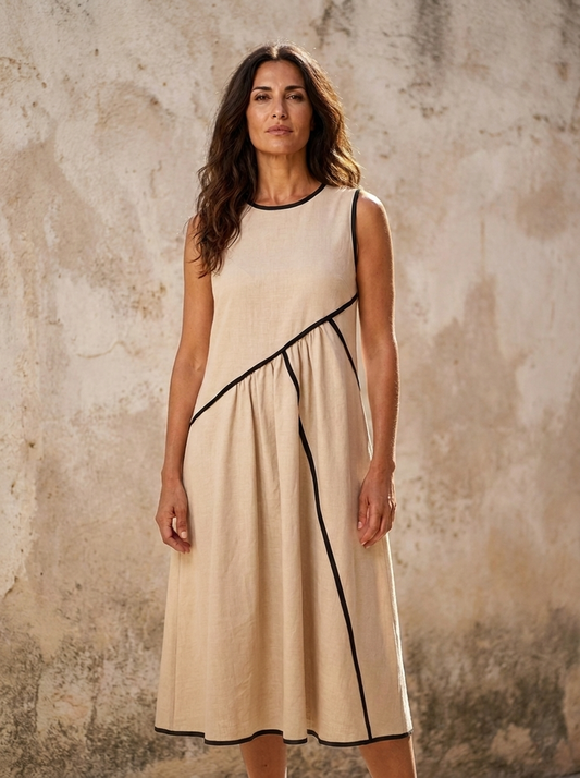 The Maison Lavista Linen Trim Midi Dress