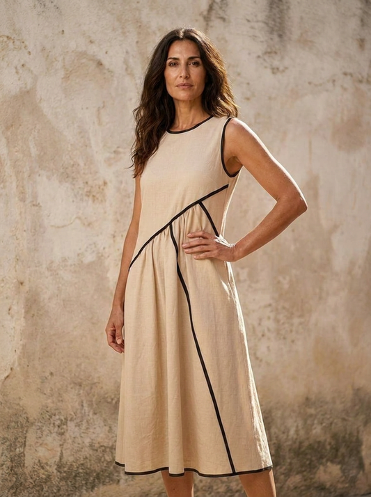 The Maison Lavista Linen Trim Midi Dress