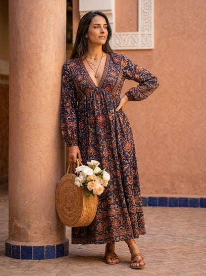 The Maison Lavista Floral Boho Maxi Dress