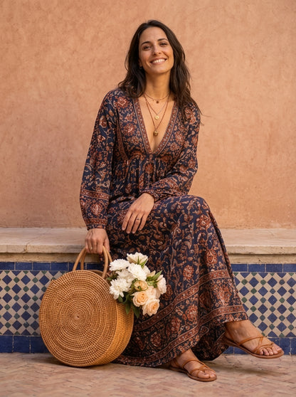 The Maison Lavista Floral Boho Maxi Dress