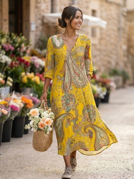 The Maison Lavista Paisley Closed Back Midi Dress