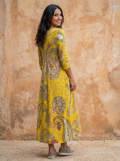 The Maison Lavista Paisley Closed Back Midi Dress