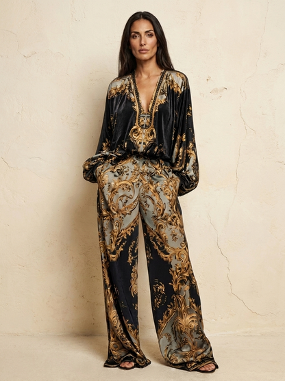 The Masion Lavista Baroque Gold Jumpsuit