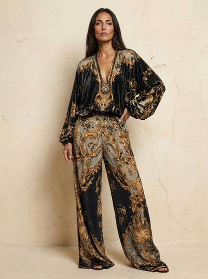 The Masion Lavista Baroque Gold Jumpsuit
