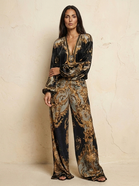 The Masion Lavista Baroque Gold Jumpsuit