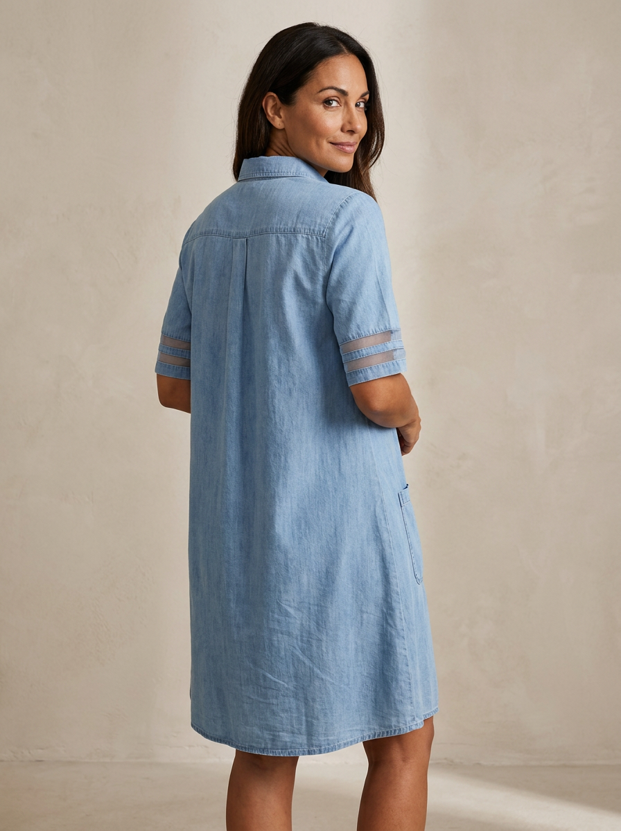 Vestido con ribete de malla vaquera Maison Lavista
