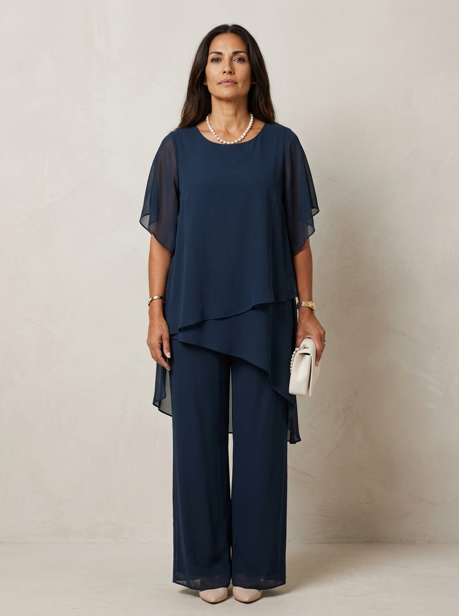 El conjunto de pantalón y capa de gasa Maison Lavista