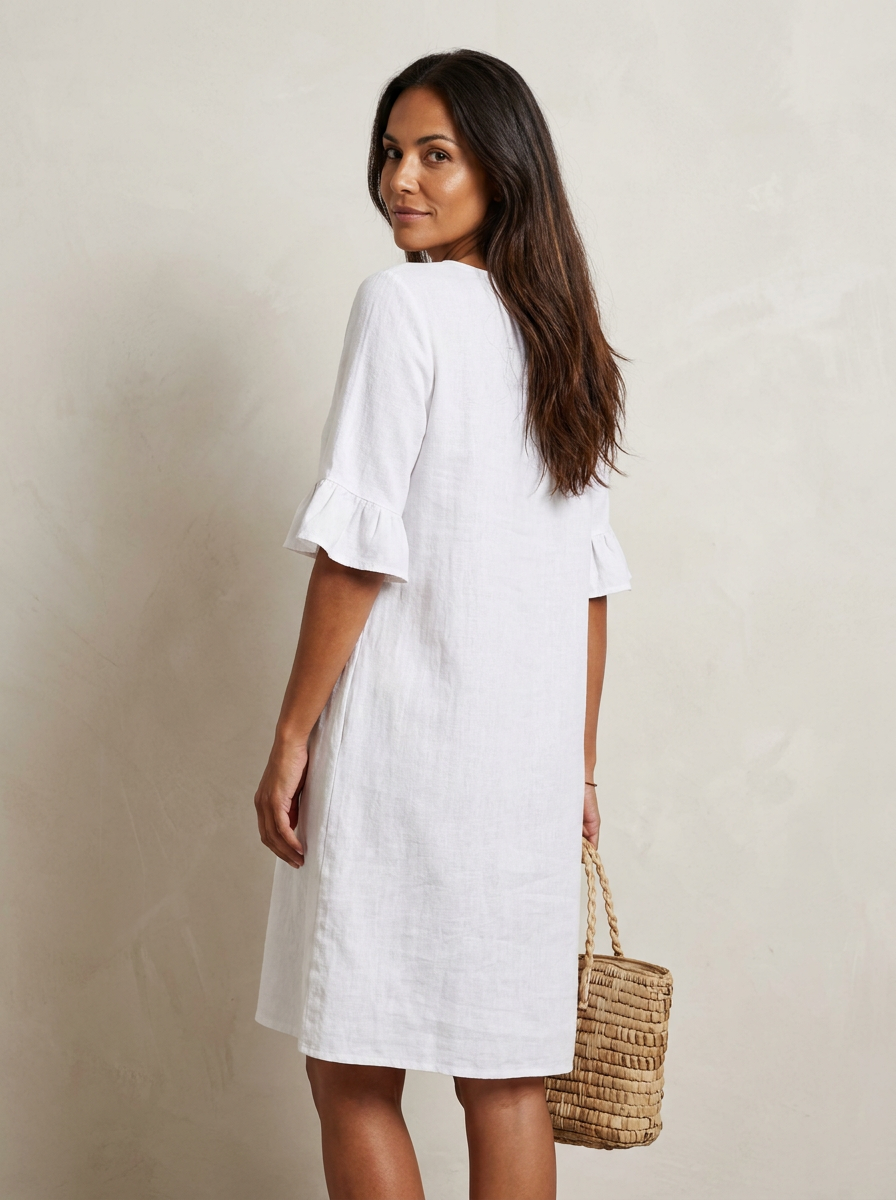 The Maison Lavista Linen Button Frill Dress