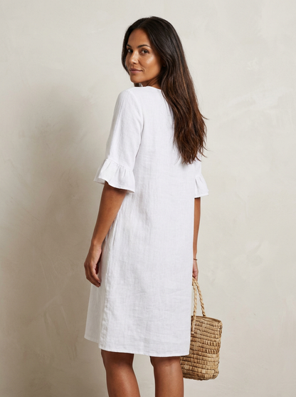 The Maison Lavista Linen Button Frill Dress