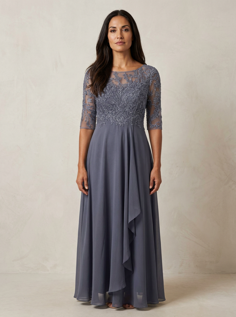 The Maison Lavista Lace Bodice Chiffon Gown