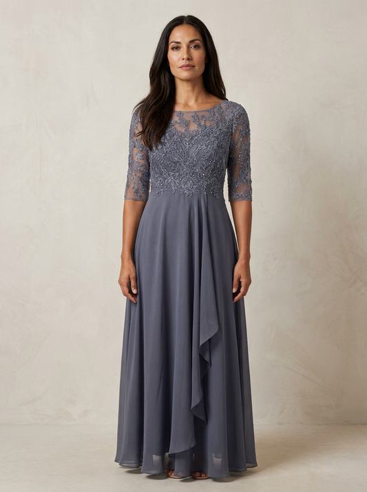 The Maison Lavista Lace Bodice Chiffon Gown