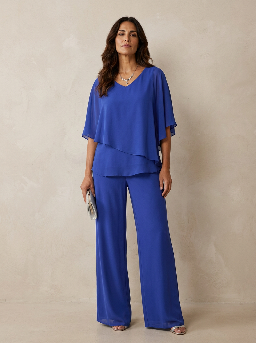 El conjunto de pantalón y capa de gasa Maison Lavista