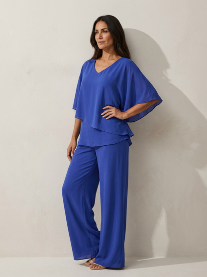 El conjunto de pantalón y capa de gasa Maison Lavista