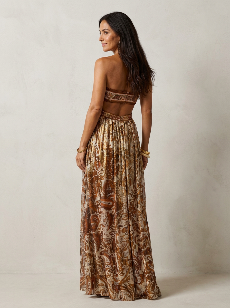 The Maison Lavista Paisley Cutout Maxi Gown